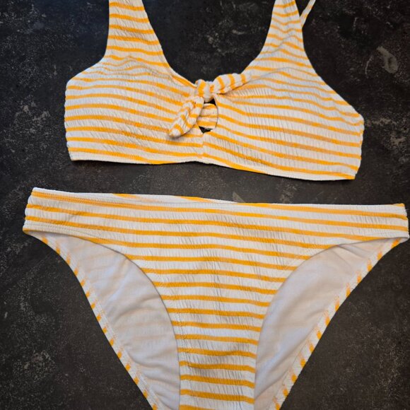 Cabana Del Sol Swimsuit Gold Stripe Bikini Size S - BEACH READY! - Picture 3 of 7